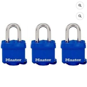 Master Lock 312TRI Laminated Padlocks 3 Pack Thermoplastic Shell Keyed Alike New
